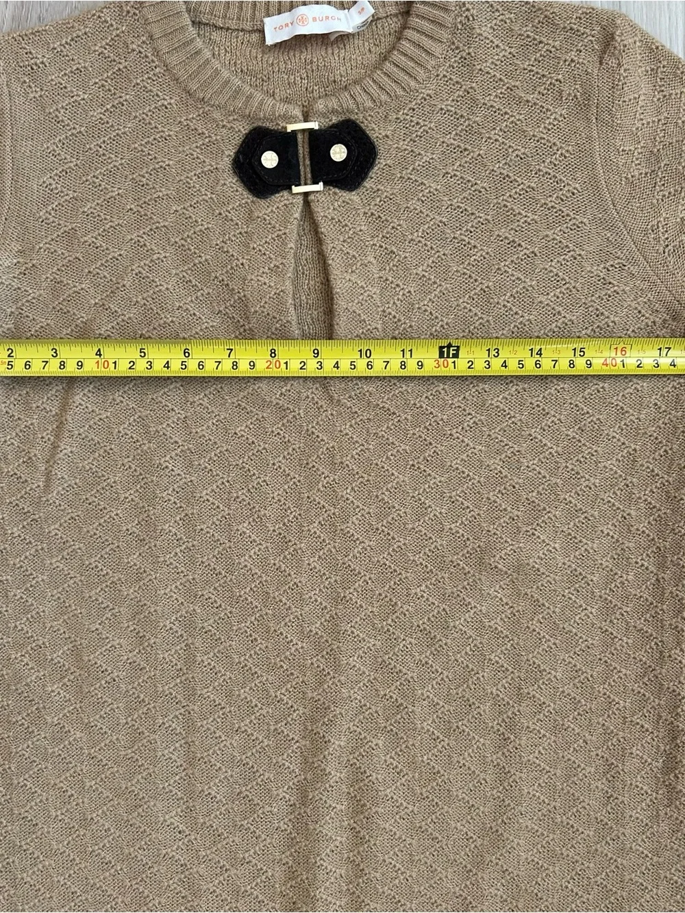 Tory Burch Women’s Crewneck Sweater Keyhole with Leather Accent